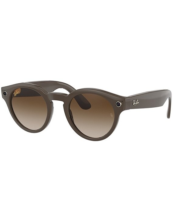 Color:Brown - Image 1 - Stories Unisex Round 48mm Smart Sunglasses